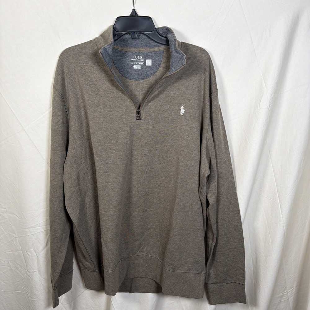 Polo Ralph Lauren Mens XL‎ Quarter Zip Pullover Brown Long Sleeve